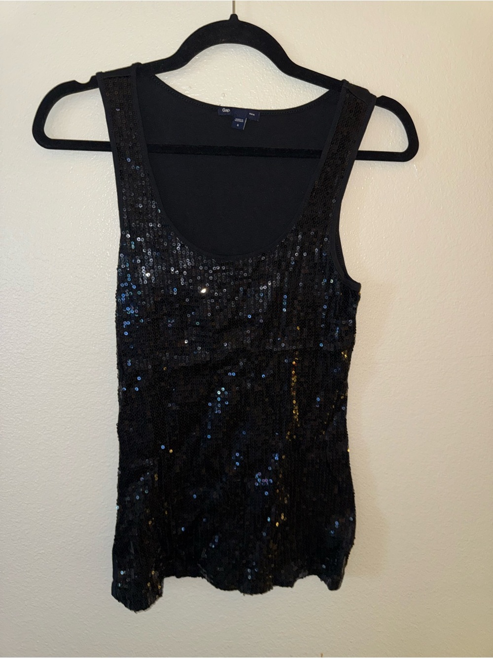 GAP Black Sequin Scoop Neck Tank